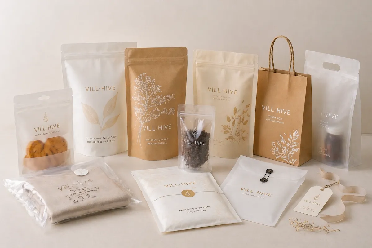 Flexible packaging solutions including stand-up pouches, flat bags and clear bag formats.
