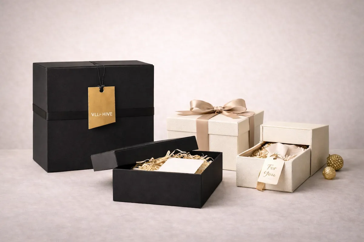 Rigid boxes and gift box packaging for premium presentation and gifting.