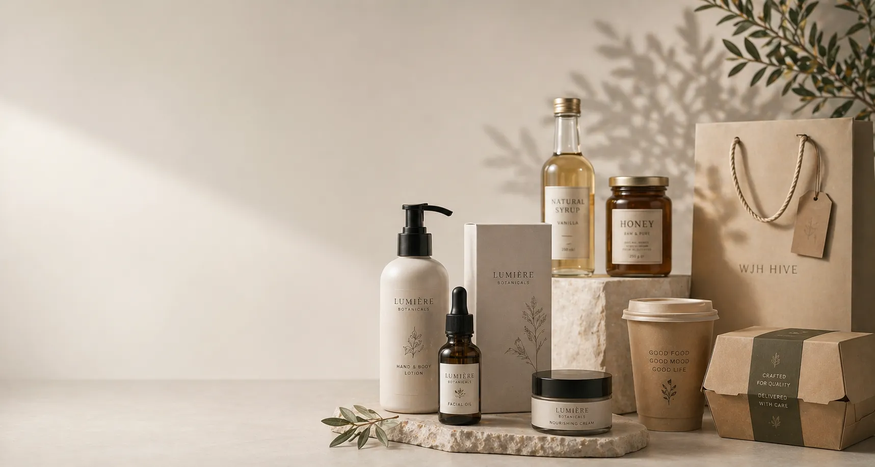 Packaging solutions by industry for food, beauty, retail and takeaway systems by WJH HIVE