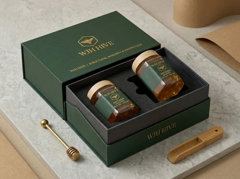 WJH HIVE precision EVA inserts and rigid box engineering.