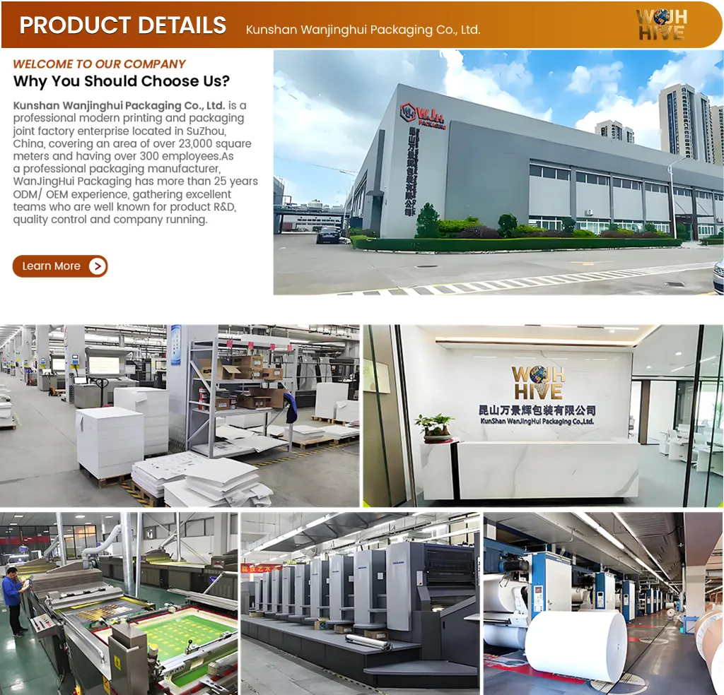 Exterior and interior view of WJH HIVE modern printing and packaging plant.